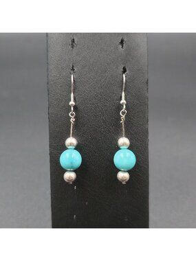 Silver Plated Howlite Stone Southwest Style Earrings A7344